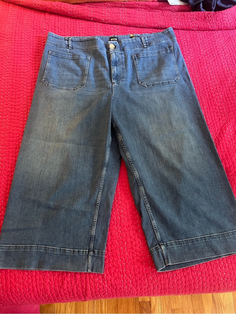 Anthropologie Maeve Wide-Leg Cropped Jeans - Denim Blue